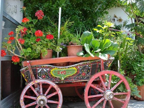 'Painted wooden cart at Ouranopoli - Halkidiki' - Halkidiki